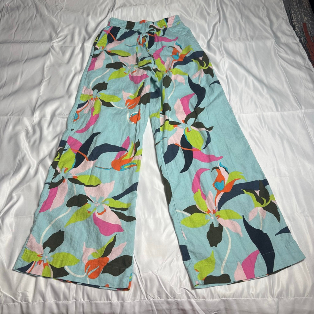 a new day Wide Leg Floral Pants in Aqua with Multi Color Print